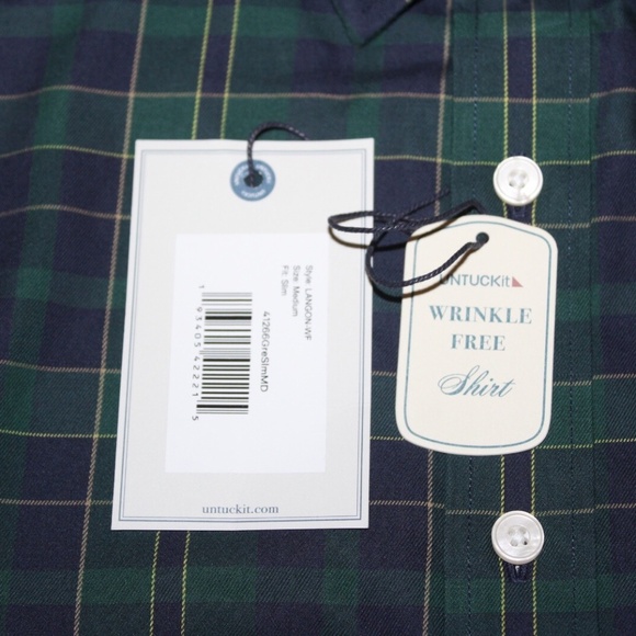 NEW UNTUCKit Langon Long Sleeve Plaid Cotton Button Down Shirt : Size M Slim Fit - Picture 3 of 6